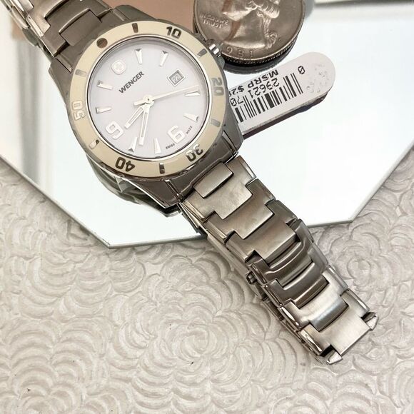 Wenger Swiss Made All Stainless Steel Diver Style Watch Rotating Bezel - Picture 14 of 16